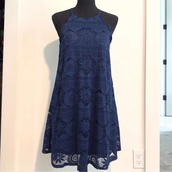 Francesca’s Blue Lace A-line Dress S - Picture 4 of 11